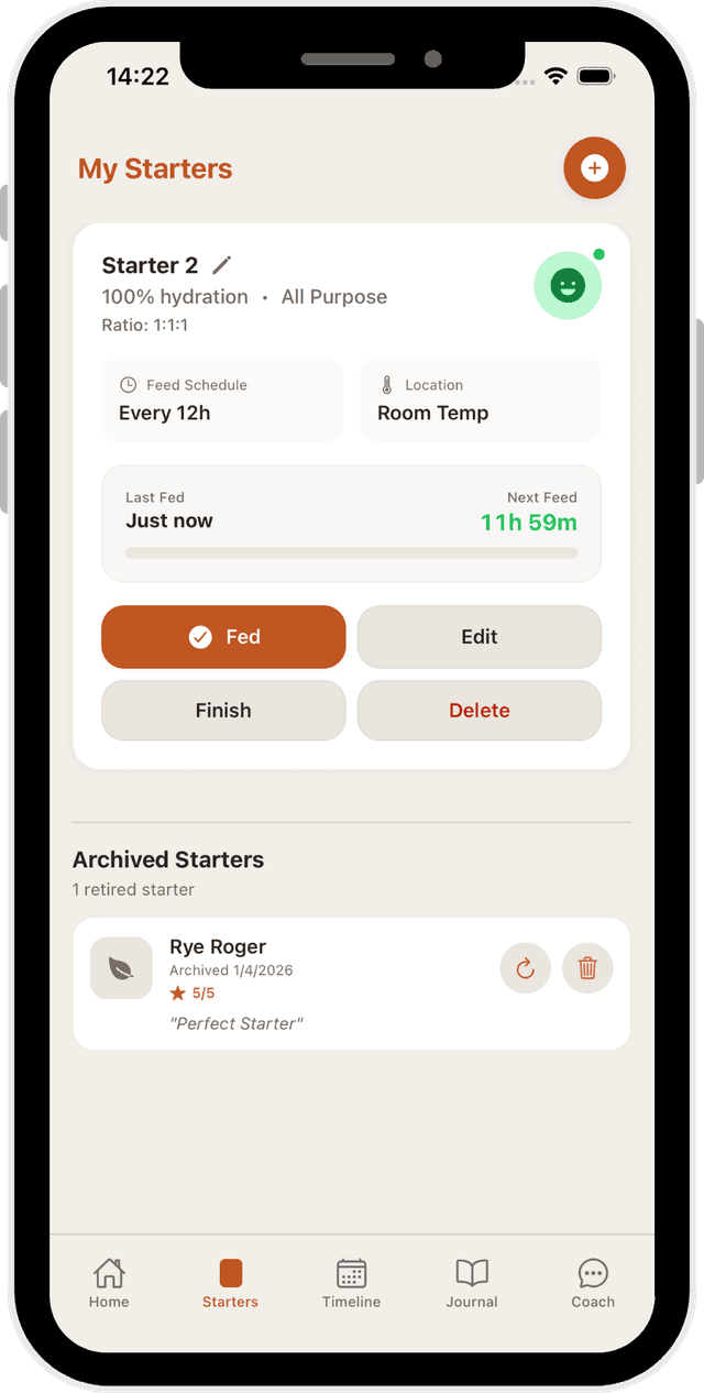 Sourdough Forge - Starter Tracking